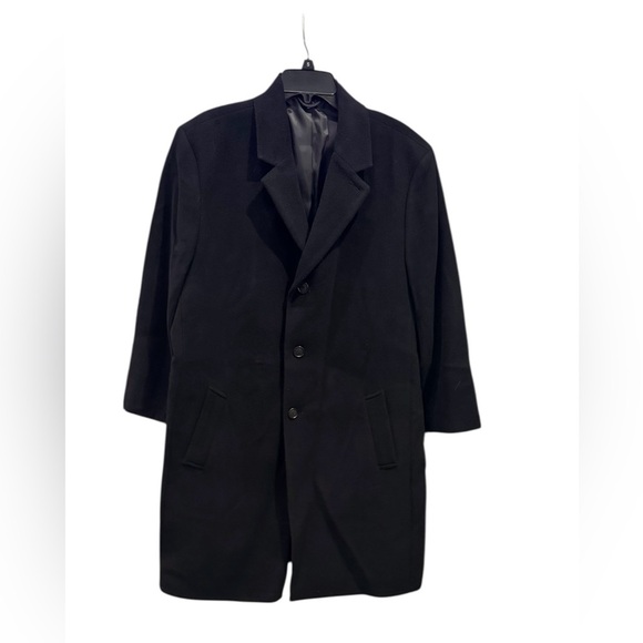 Men’s Hathaway Platinum Wool and Cashmere Blend Black Long Dress Coat- Size 46R - Picture 1 of 7